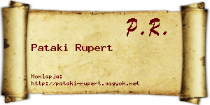 Pataki Rupert névjegykártya